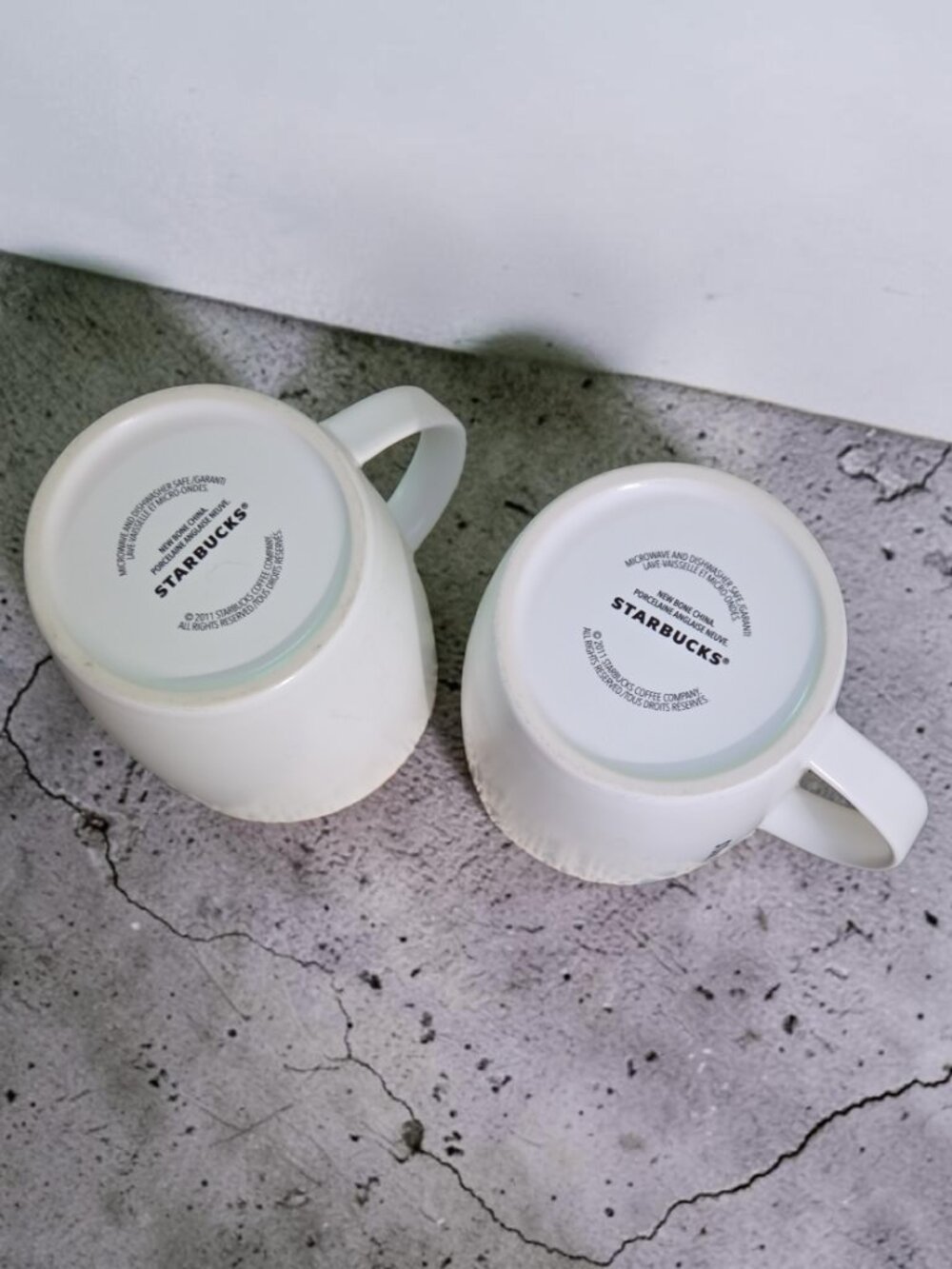 Two Starbucks White with Yellow Inside Ceramic Mugs 2011 - Picture 5 of 5